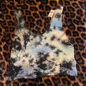 PINK Blue Tie Dye Cropped Tank Top - (M)
